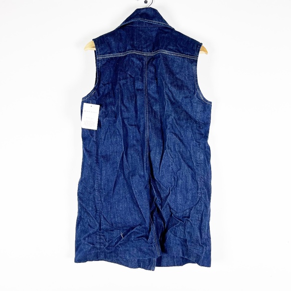 NEW Seafarer Cotton Denim Jean Sleeveless Double Breasted Jacket Vest Navy Blue - Picture 4 of 4